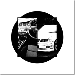 TOYOTA CHASER JZX100 Black 'N White 5 Posters and Art